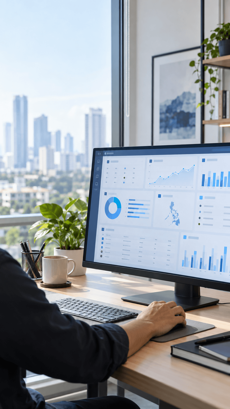 Analytics dashboard on a desktop monitor