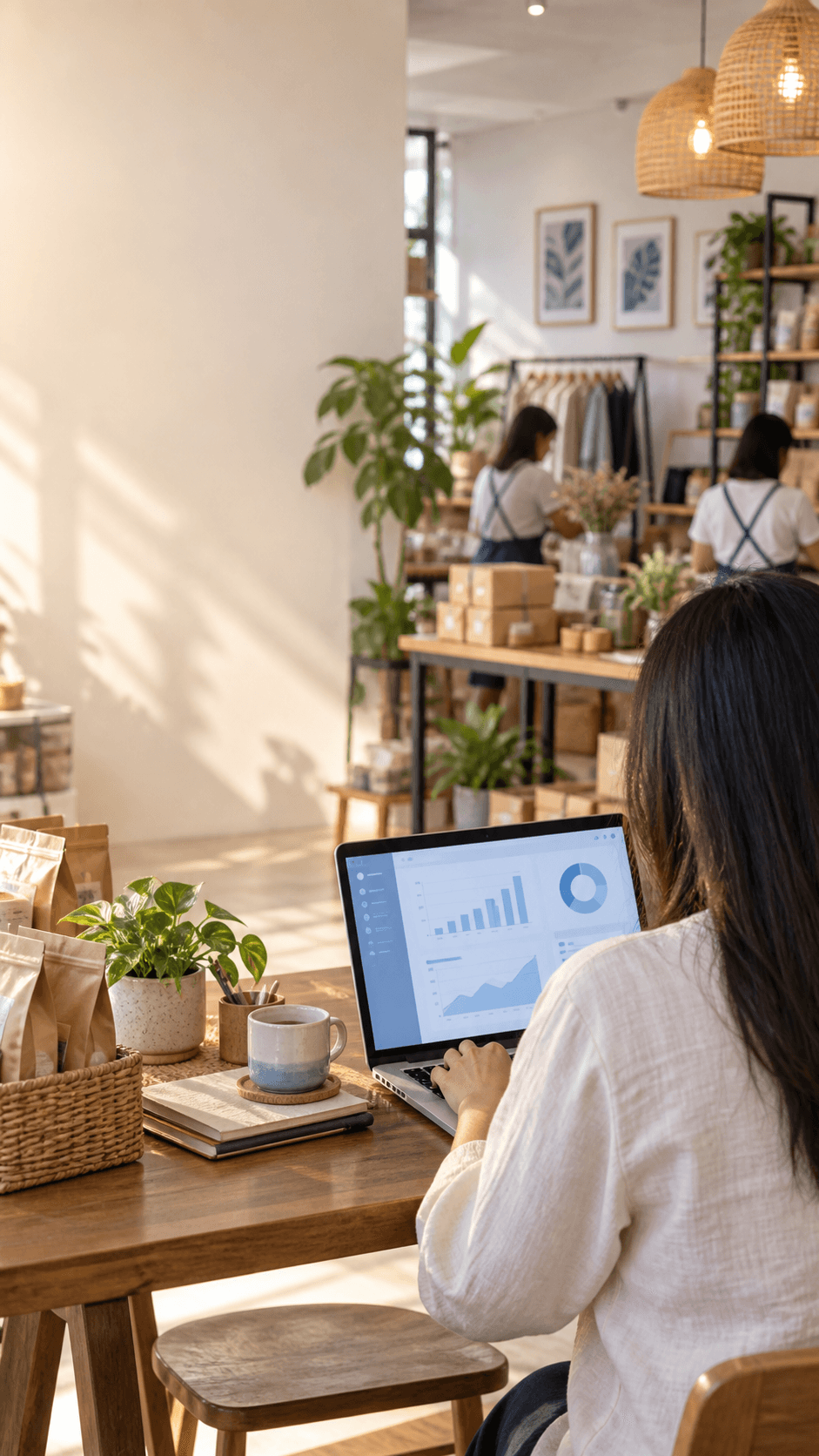 Retail operations dashboard in a shop
